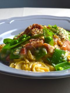 糖質制限!豆乳トンコツカルボナーラ-レシピのメイン写真