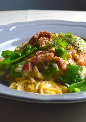 糖質制限！豆乳トンコツカルボナーラ-レシピのメイン写真