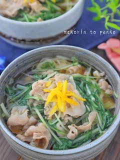 ランチに!豚バラと水菜の柚子にゅうめん-レシピのメイン写真