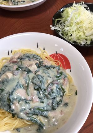 時短サバ水煮缶ほうれん草のクリームパスタ-レシピのメイン写真
