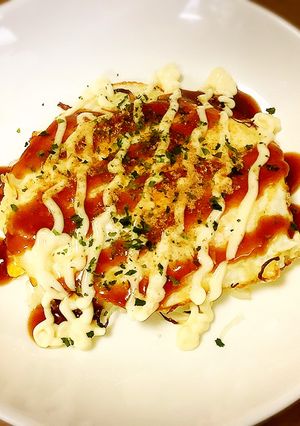 目玉焼きと千切りキャベツでお好み焼き風-レシピのメイン写真