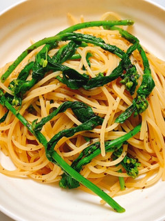 ゆかりバターと菜花の和風パスタ-レシピのメイン写真