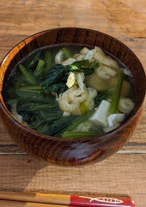 一人暮らしʕ·ᴥ·ʔほうれん草の味噌汁-レシピのメイン写真
