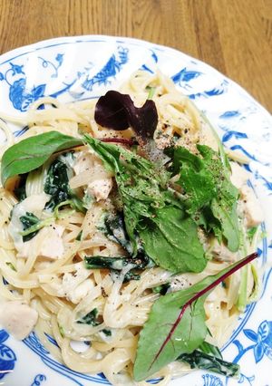 サラダチキンで！クリームパスタ-レシピのメイン写真