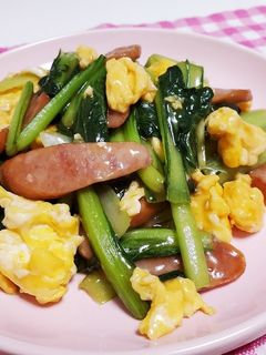 ターサイとウインナーの中華風卵炒め-レシピのメイン写真