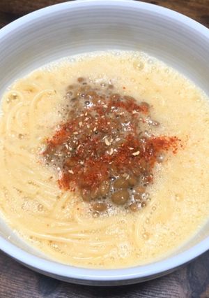 超簡単!釜玉風スパゲティ-レシピのメイン写真