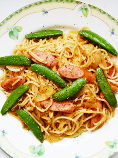 スナップえんどうとウインナーのパスタ-レシピのメイン写真