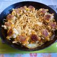 玉ねぎマシマシ塩焼そば赤箱シュウマイ載せ