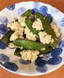 優しい味で、沢山食べられる絹さやの卵とじ