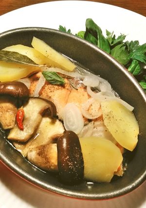 塩鮭のハーブ蒸し　グランシェフで簡単-レシピのメイン写真