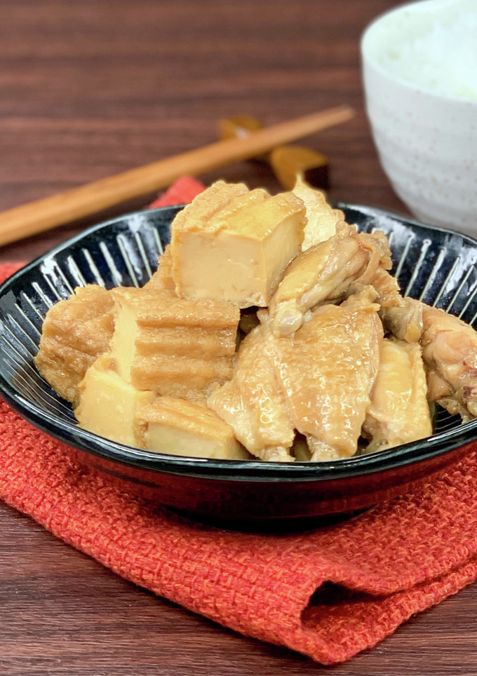手羽中と厚揚げの煮物＊食材2つの満腹和食-レシピのメイン写真
