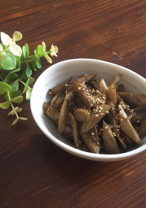 【お弁当】揚げ焼きごぼうの甘辛煮-レシピのメイン写真