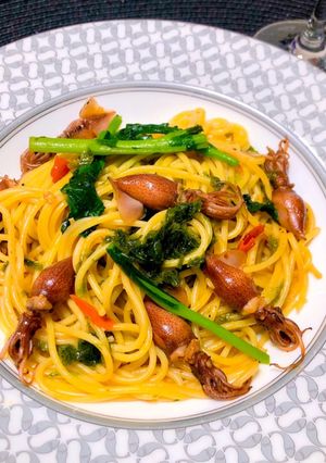 ホタルイカと春野菜の簡単ペペロンチーノ-レシピのメイン写真