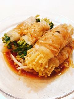 エノキと豆苗の豚肉巻き 甘辛ダレ-レシピのメイン写真