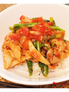 簡単★和イタリアンなトマト豚丼-レシピのメイン写真