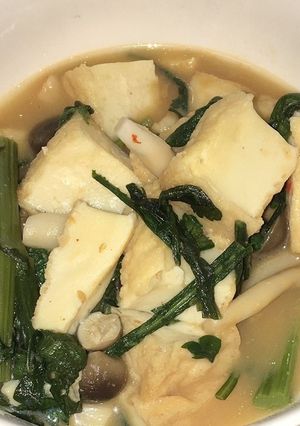 厚揚げと春菊の麻辣胡麻ダレ煮-レシピのメイン写真