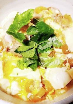 チーズと豆腐入り親子丼 麺つゆで簡単-レシピのメイン写真