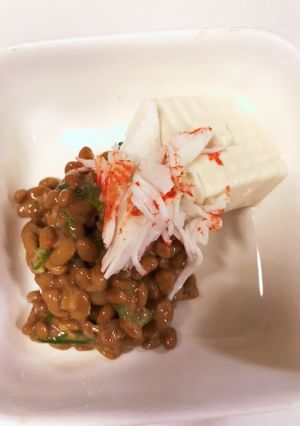 納豆オリーブオイル、豆腐にかけちゃった〜-レシピのメイン写真