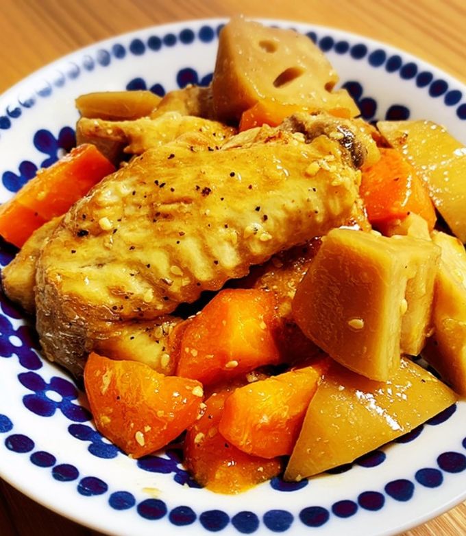 圧力鍋で作る手羽先とれんこんの味噌煮 by saｰmama☆ 【クックパッド