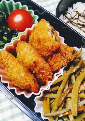 鯵フライとキンピラと青菜のお浸しのお弁当-レシピのメイン写真