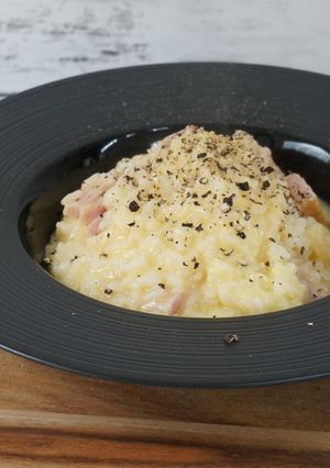 残ったご飯で作る「カルボナーラリゾット」-レシピのメイン写真