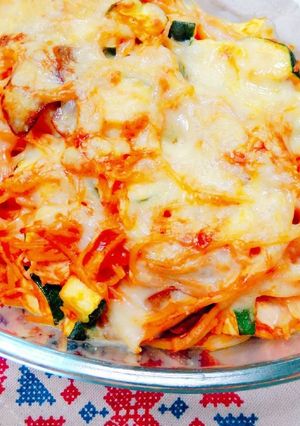 サラダチキンとズッキーニパスタチーズ焼き-レシピのメイン写真