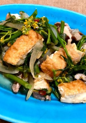 からし菜と厚揚げのエスニック炒め-レシピのメイン写真