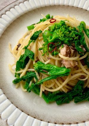 菜の花と鯖缶のアンチョビパスタ-レシピのメイン写真