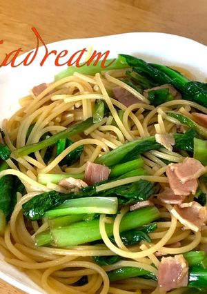 小松菜（スイスチャード）ベーコンのパスタ-レシピのメイン写真