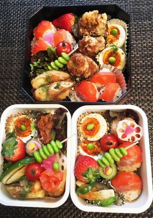 サーモンの手まり寿司弁当☆彩が綺麗！-レシピのメイン写真