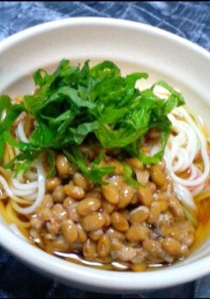 大葉でさっぱり♪納豆そうめん-レシピのメイン写真