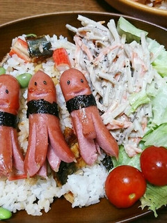 簡単ちらし寿司と宇宙人ウィンナー⭐お弁当-レシピのメイン写真