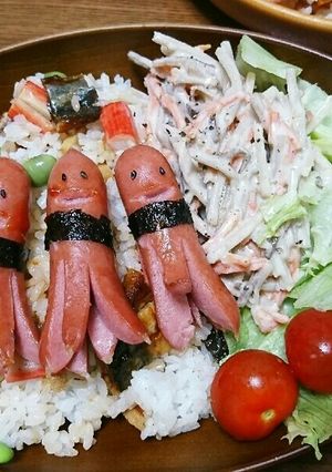 簡単ちらし寿司と宇宙人ウィンナー⭐お弁当-レシピのメイン写真