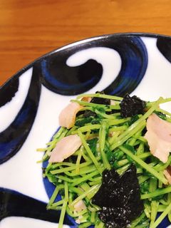 しょうゆが香る!豆苗ベーコン海苔炒め-レシピのメイン写真