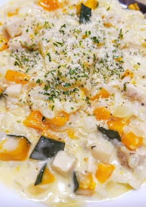 鶏ハムとかぼちゃのミルクリゾット-レシピのメイン写真
