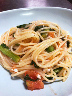 菜の花とフレッシュトマトのパスタ。-レシピのメイン写真