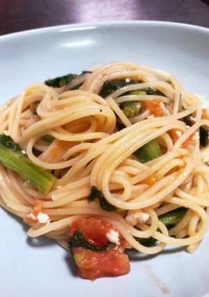 菜の花とフレッシュトマトのパスタ。-レシピのメイン写真