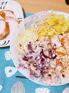 鷄焼豚まぜそば風うどん-レシピのメイン写真