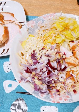 鷄焼豚まぜそば風うどん-レシピのメイン写真
