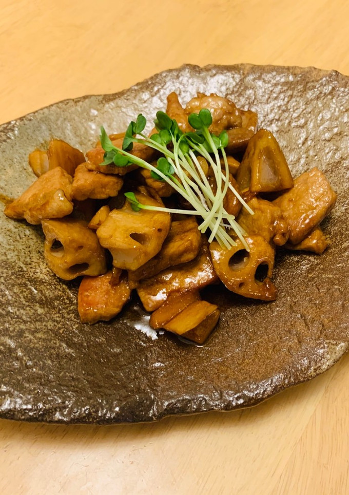 蓮根と豚肉の甘辛炒め-レシピのメイン写真