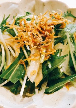 カリカリじゃこと水菜のサラダ♪-レシピのメイン写真