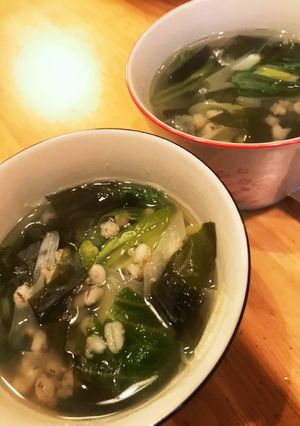 ねぎとわかめのもち麦スープ-レシピのメイン写真