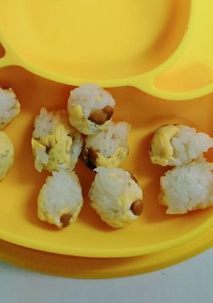 手づかみ離乳食★納豆卵おにぎり★取り分け-レシピのメイン写真
