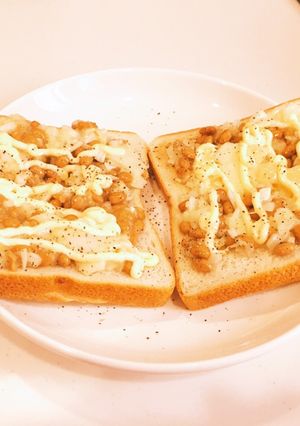 手軽オブ手軽メシ〜納豆トースト〜-レシピのメイン写真