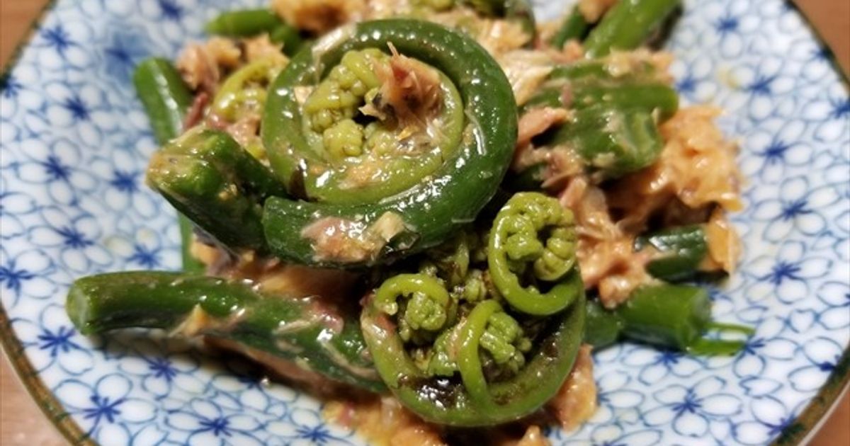 オニヒカゲワラビと鯖の味噌煮の和えもの by 福井のおじじ