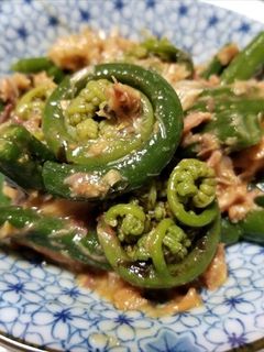 オニヒカゲワラビと鯖の味噌煮の和えもの-レシピのメイン写真