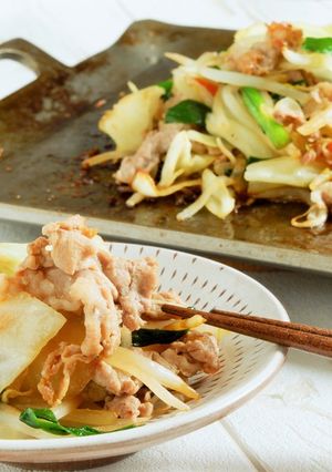 厚板鉄板でシャキシャキ！肉野菜炒め-レシピのメイン写真