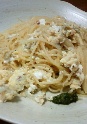 しらすと卵のパスタ☆ジェノベーゼ添え-レシピのメイン写真