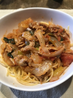 豚肉と小松菜のトマトパスタ-レシピのメイン写真
