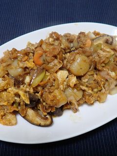 ホタテ稚貝と椎茸の卵炒め-レシピのメイン写真